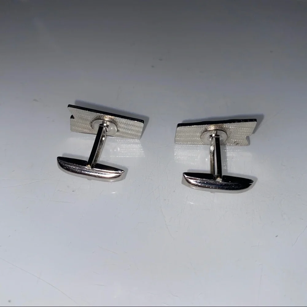 Silver train style cufflinks &‎ matching tie clip